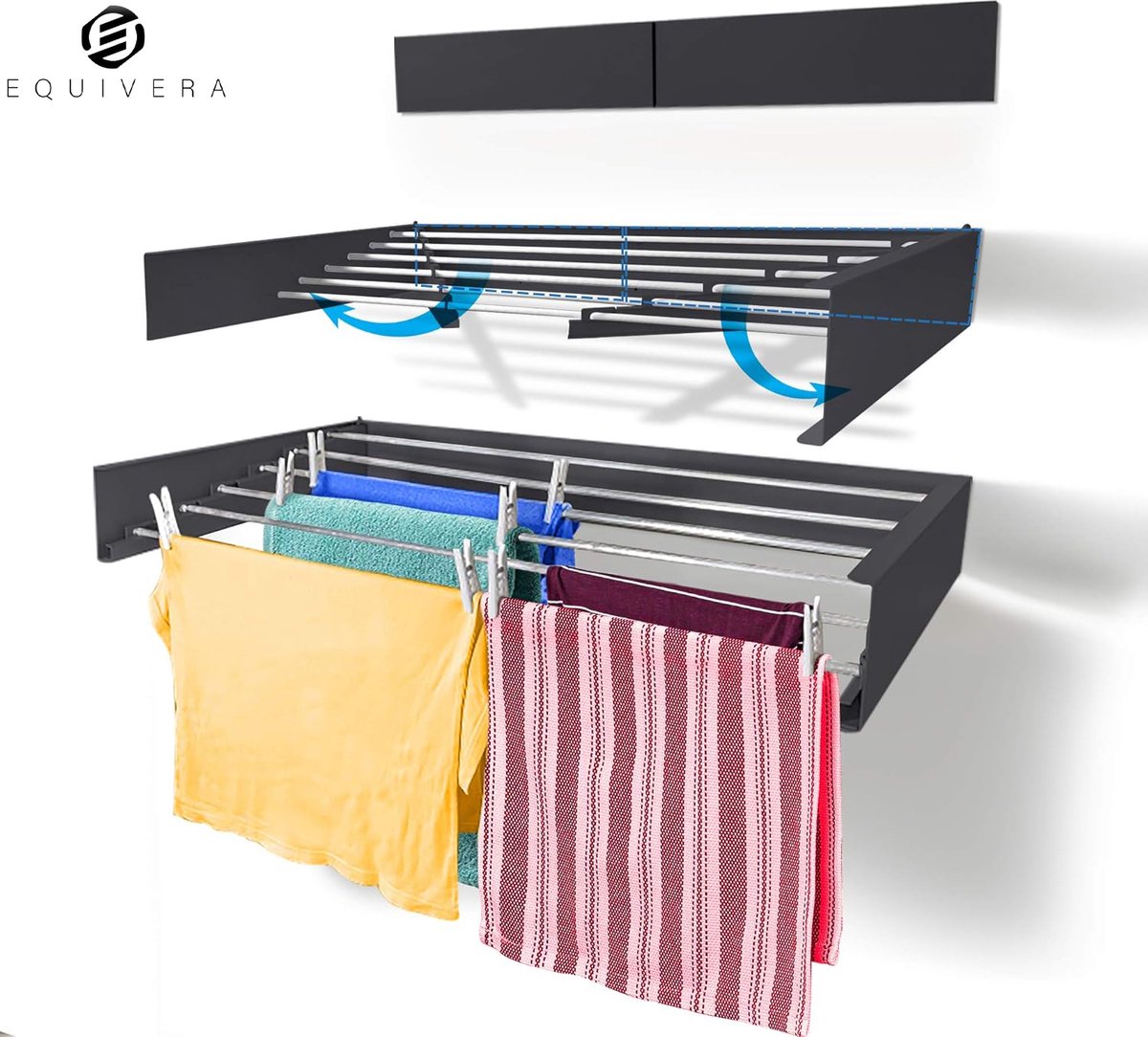 Goedkoopste Equivera Wanddroogrek - Wasrek - Droogrek - Wanddroogrek Inklapbaar - Wand Droogrek