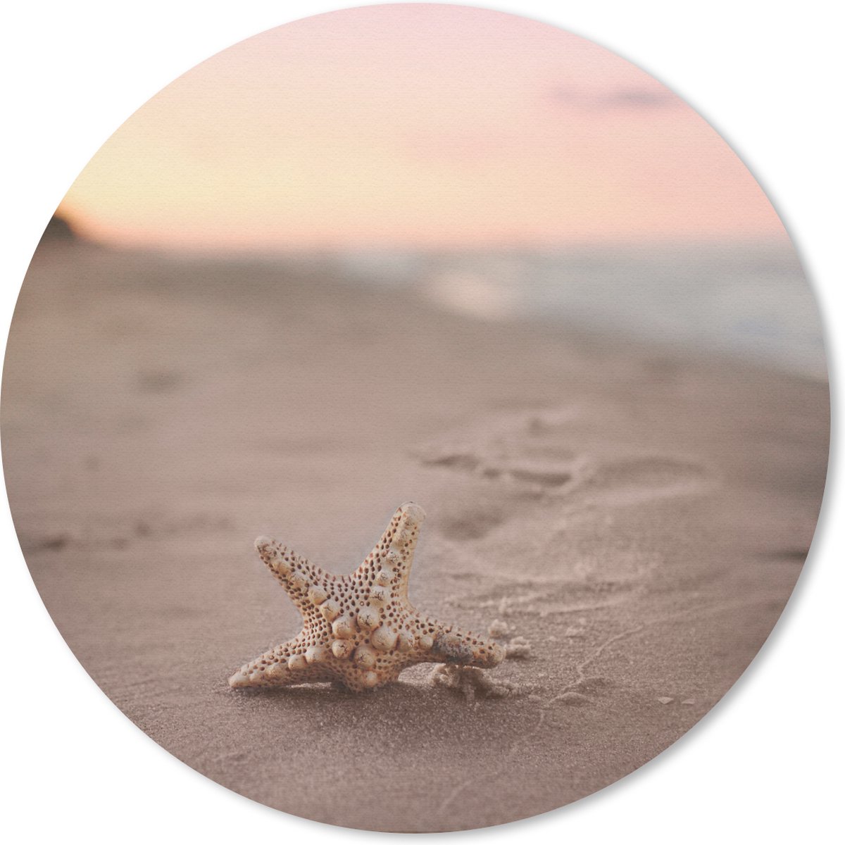 Muismat rond 20x20 cm - Mousepad Zeester - Strand - Kleuren - Ronde muismatten