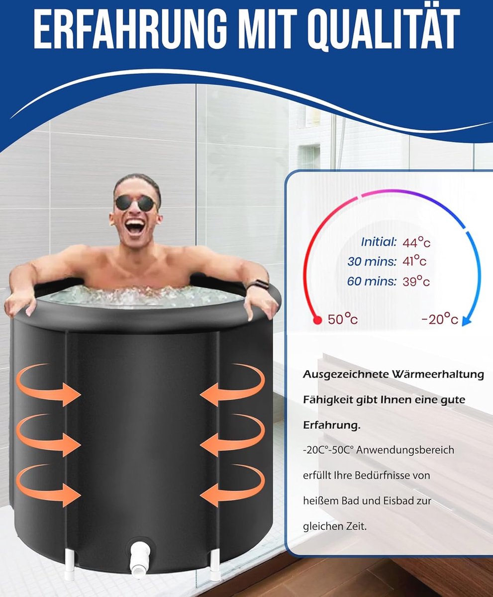 Opblaasbare opvouwbare badkuip voor volwassenen - 75 cm - afbeelding 2