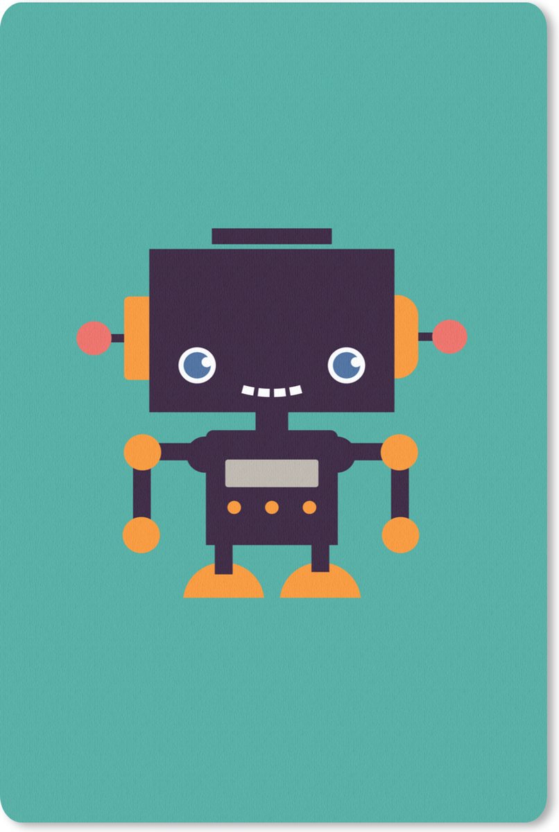 Muismat 18x27 cm - Mousepad Robot - Gezicht - Antenne - Blauw - Jongens - Muismatten