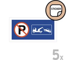 Pictogram/ stickers (5x) | Stilstaan en parkeren verboden | 20 x 10 cm | Zelfklevend | Parkeerverbod | 5 stuks