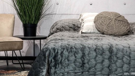 Unique Living Peggy - Couvre-lit - Simple - 170x220 cm - Gris foncé