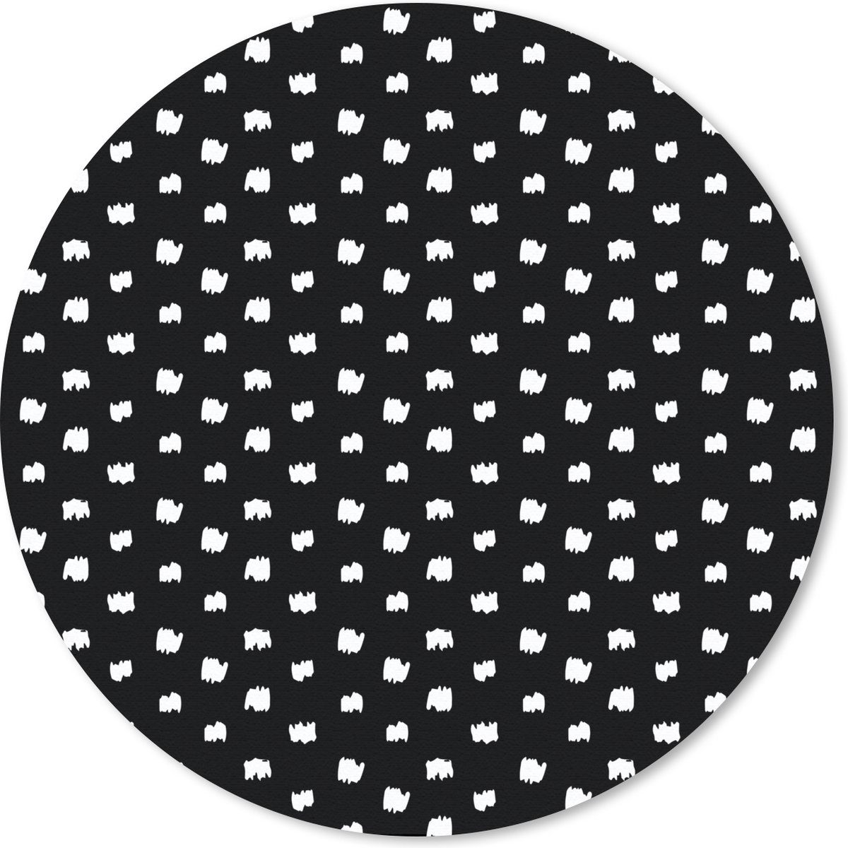 Muismat rond 20x20 cm - Mousepad Zwart - Wit - Stippen - Design - Ronde muismatten