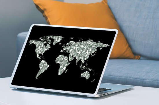 Laptop sticker - 17.3 inch - Wereldkaart - Bladeren - Natuur - 40x30cm - Laptopstickers - Laptop skin - Cover