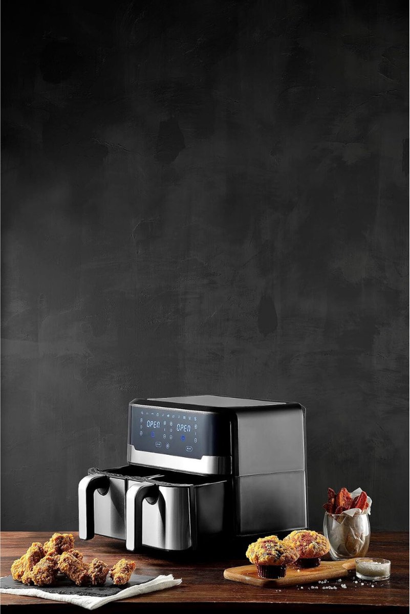 Afbeelding 2 van Equivera Dubbele Airfryer - Dubbele Mand - Dual Cook - Heteluchtfriteuse - Verschillende Programma's - Dual Zone - Mega