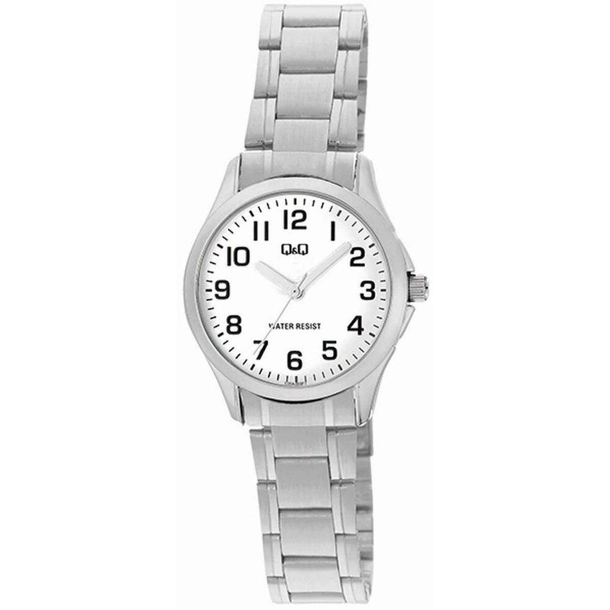 QQ C05A-003PY - Horloge - Analoog - Vrouwen - Dames - Stalen band - Rond - Metaal - Cijfers - Zilverkleurig - Wit