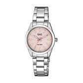 Q&Q Q82A-005PY - Montre - Analogique - Femme - Femme - Bracelet Acier - Rond - Métal - Rayures - Argent - Rose - 5 ATM