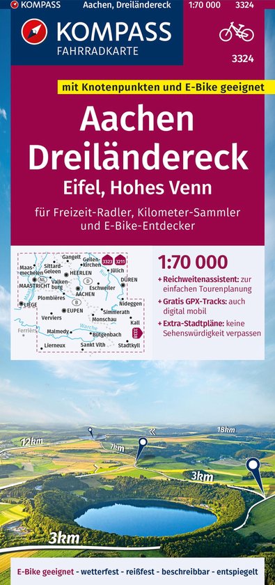 Kompass Fietskaarten - Kompass FK3324 Aachen, Dreiländereck