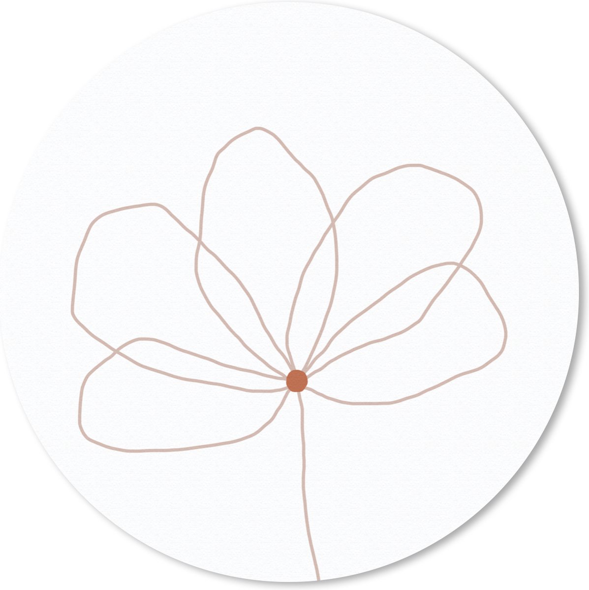 Muismat rond 30x30 cm - Mousepad Bloem - Line art - Natuur - Ronde muismatten