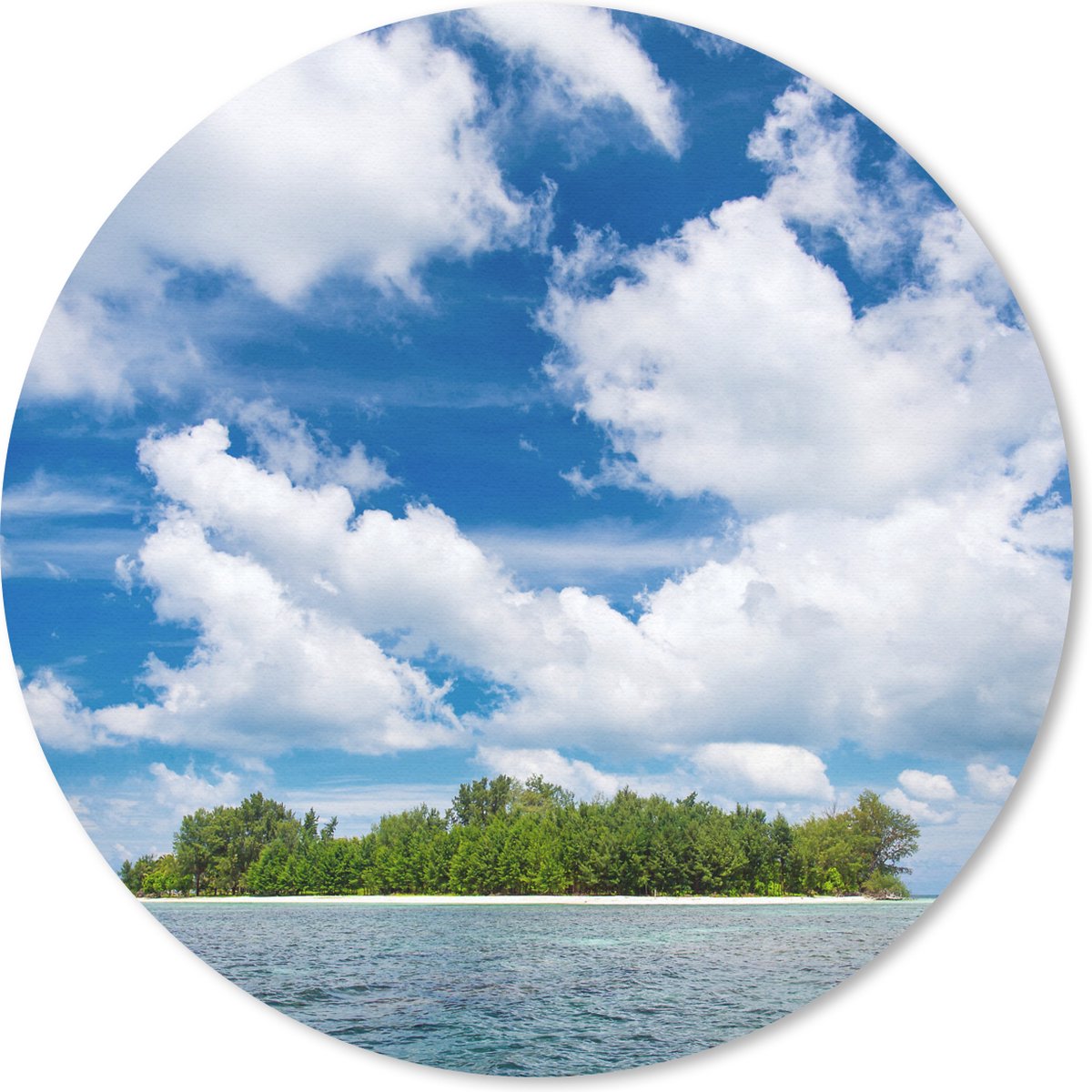Muismat rond 50x50 cm - Mousepad Eiland - Zomer - Tropisch - Ronde muismatten
