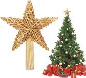 Stro-piek - Handmade kerstboompiek - ster van stro - Stroster - kerstboomversiering van natuurlijk materiaal - ca. 30 x 25 x 8 cm