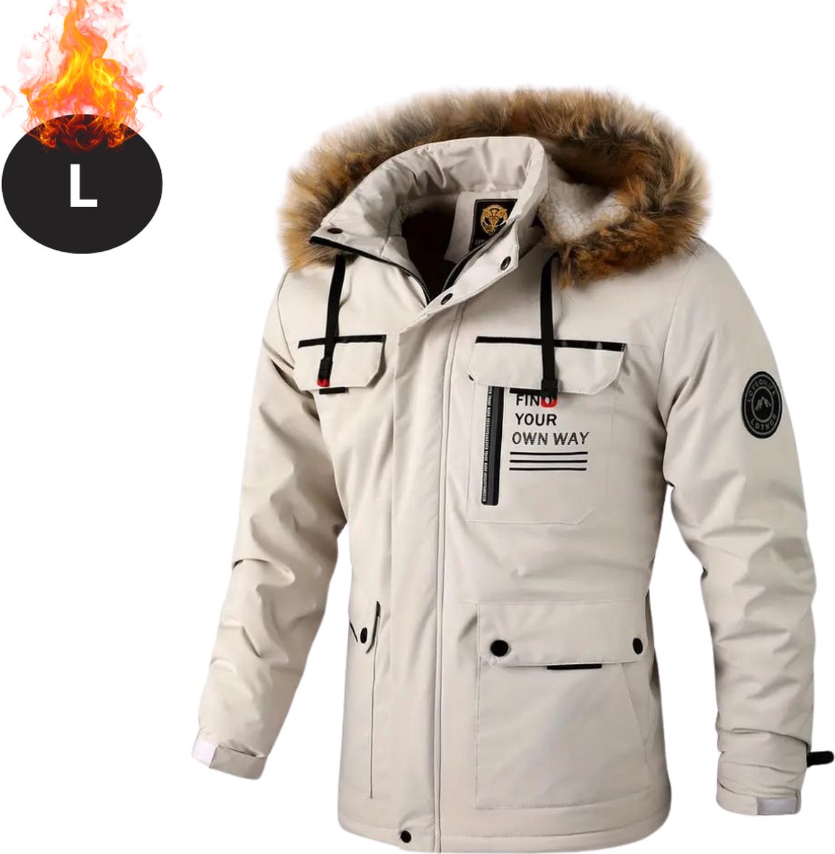Livano Winterjas - Parka - Heren - Winter - Jas - Volwassen - Stijlvol - Met Capuchon - Gewatteerde Jas - Wit - L