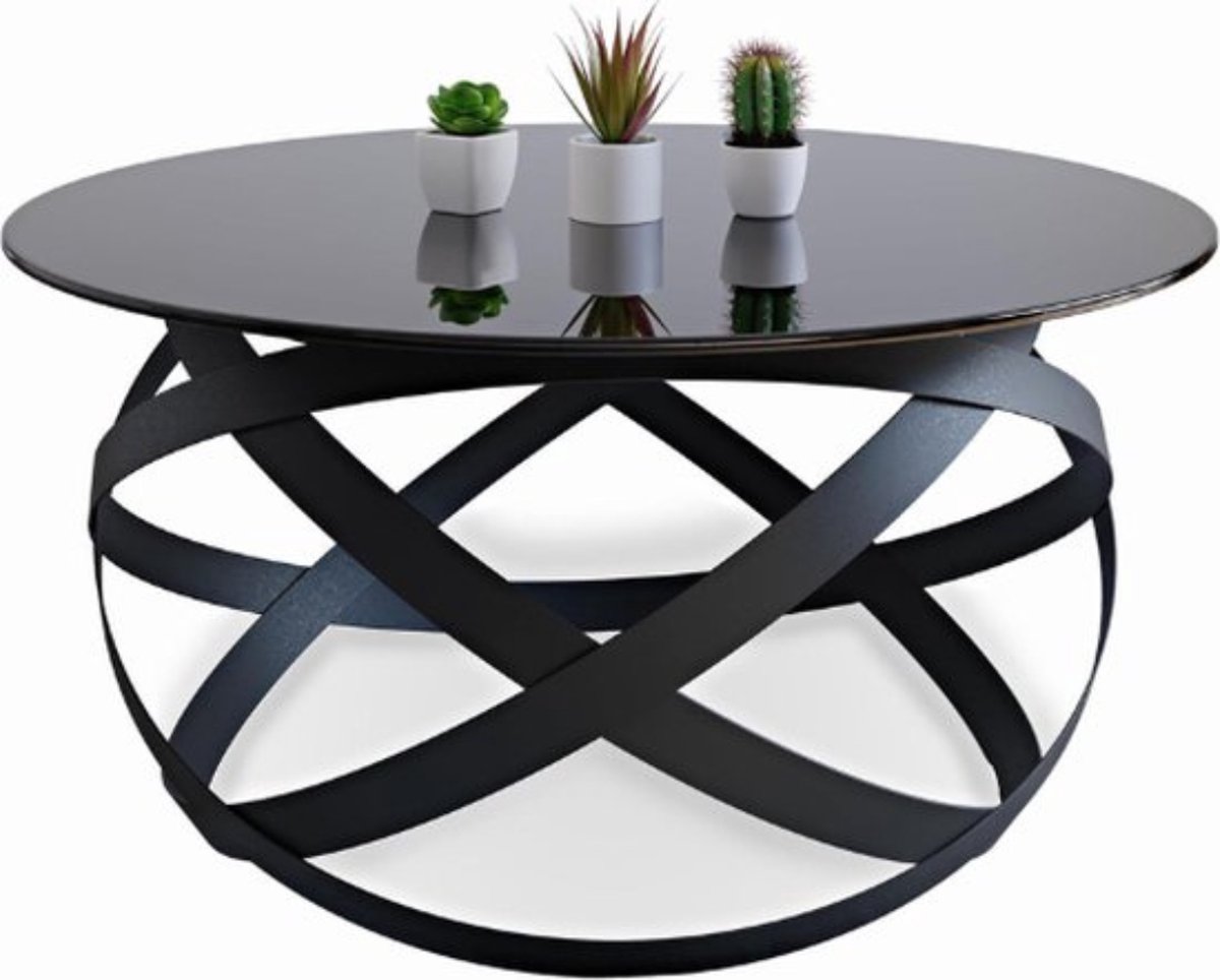 Luxe Salontafel – Koffietafel – Woonkamer – Bijzettafel – Industrieel – Bolvormig Frame – Modern Design – Stijlvol – Zwart