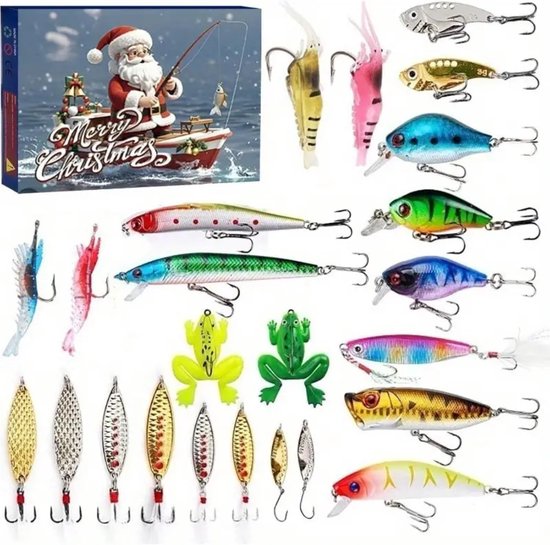 FishFest - Adventskalender 2024 - Visaccessoires - 24 Visspullen - Voor Alle Leeftijden - Kerstcadeau - Sinterklaascadeau
