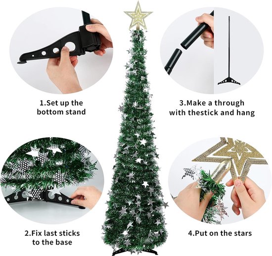 Slanke kunstkerstboom en standaard 64 cm glasvezel