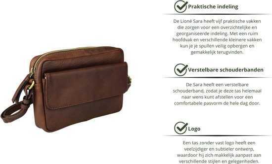 Sac à Bandoulière en Cuir Marron Foncé Sara