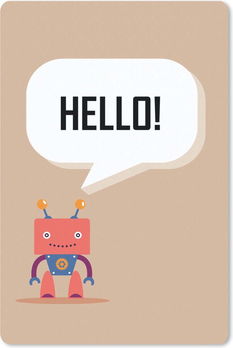 Muismat 18x27 cm - Mousepad Spreuken - Quotes - Hello! - Robot - Tandwiel - Kinderen - Muismatten