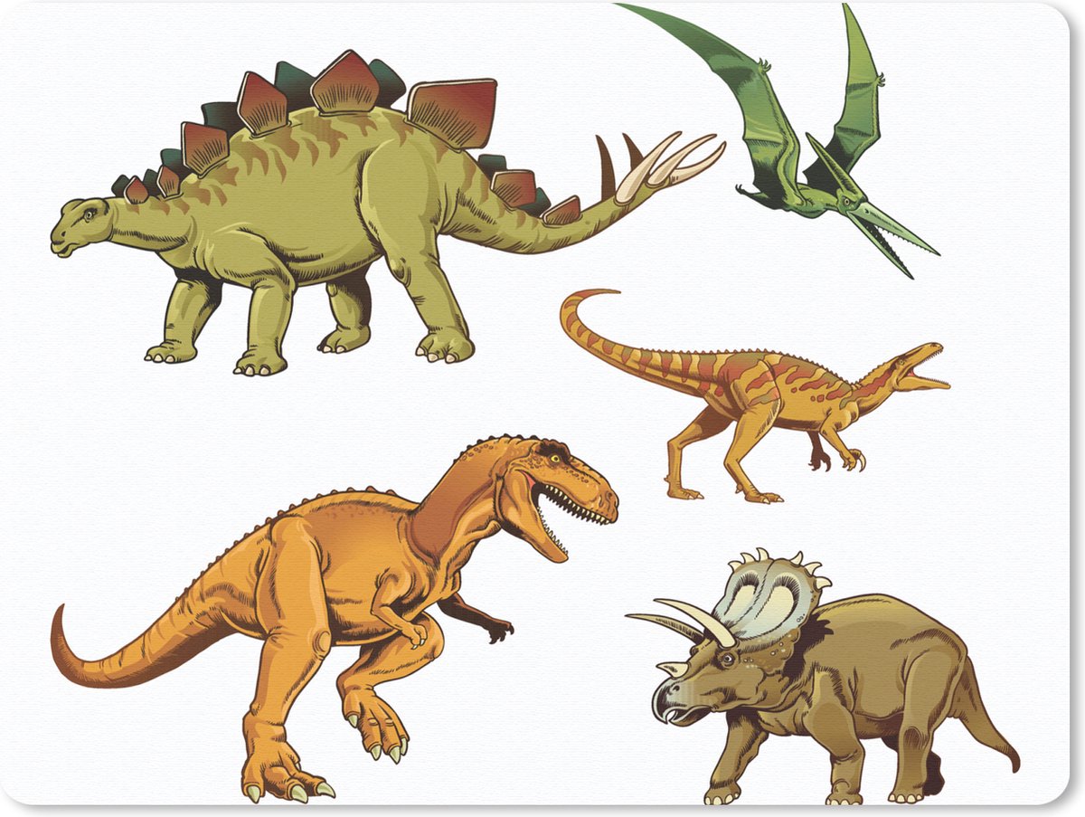 Muismat 23x19 cm - Mousepad Dinosaurus - Tekening - Kinderen - Jongens - Kinderen - Muismatten