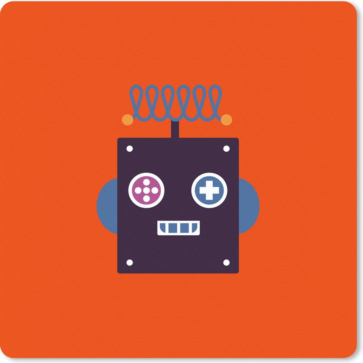 Muismat 30x30 cm - Mousepad Robot - Rood - Gezicht - Vormen - Jongens - Kids - Muismatten