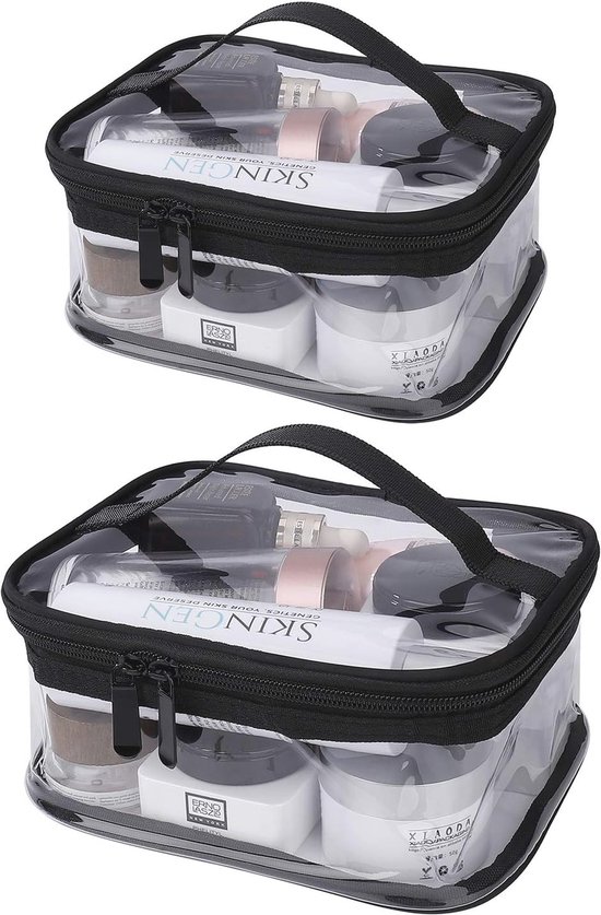 2 stuks make-uptassen met initialen, corduroy cosmeticatas, reis