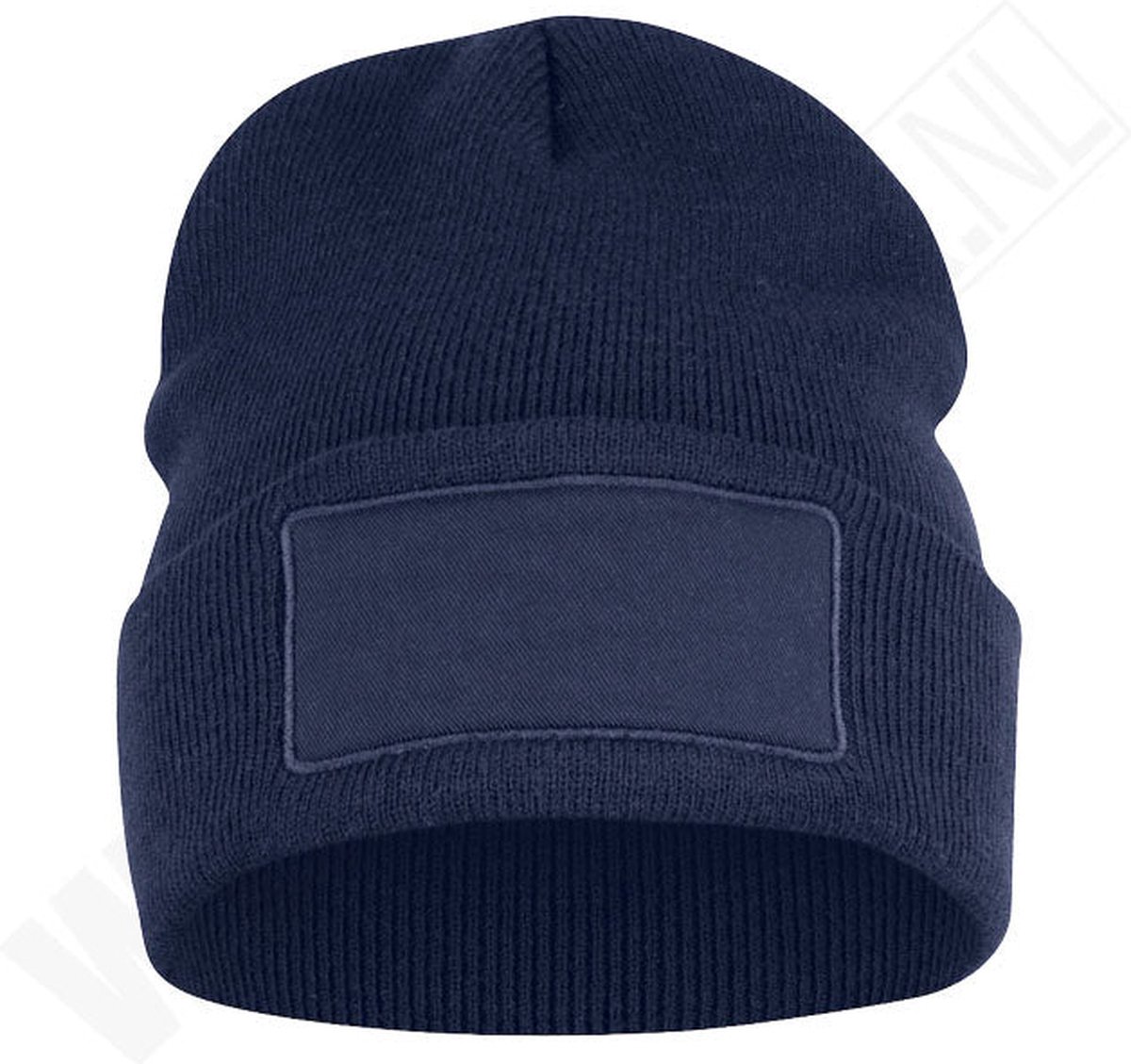 Gebreide muts Hubert met patch navy