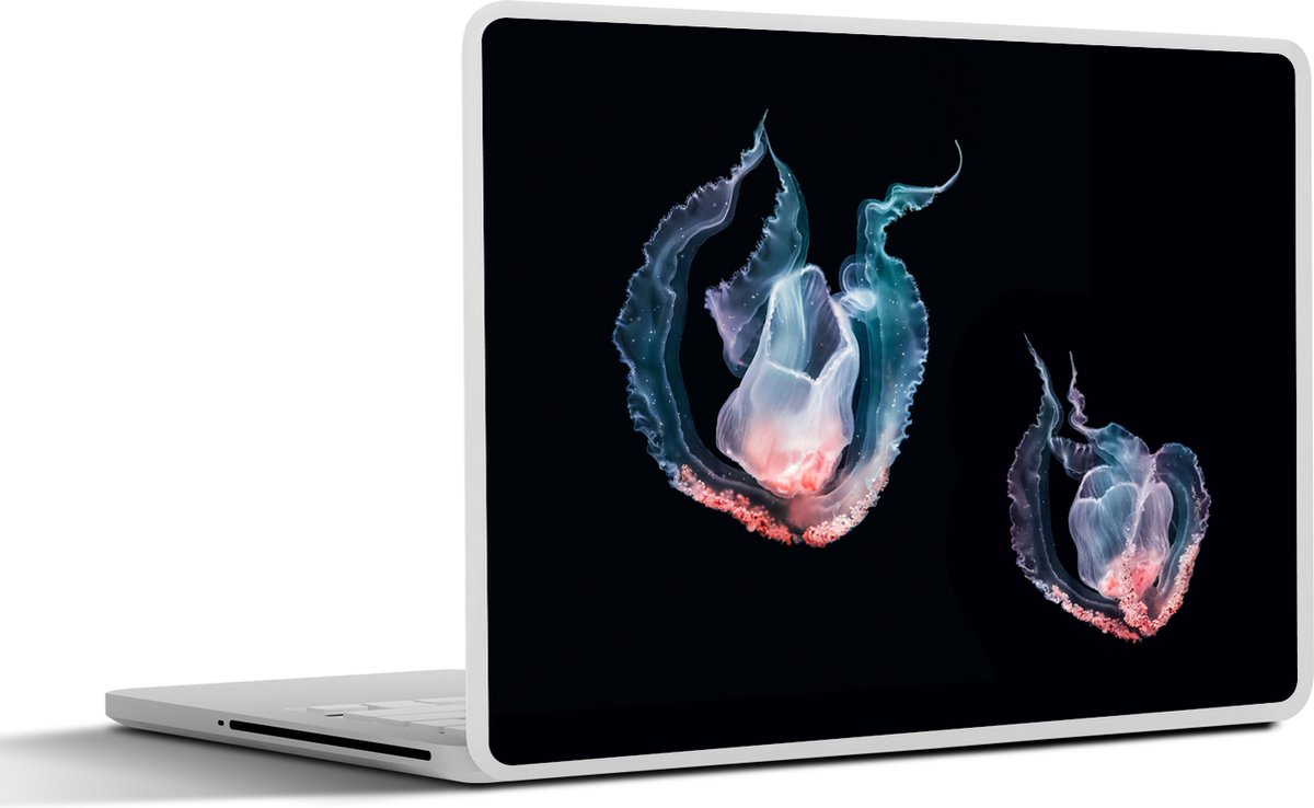 Laptop sticker - 10.1 inch - Kwallen - Zeedieren - Zwart - 25x18cm - Laptopstickers - Laptop skin - Cover
