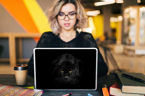 Sticker pour ordinateur portable - 12,3 pouces - Léopard - Yeux - Zwart