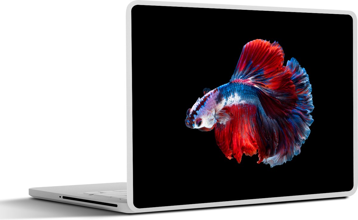Laptop sticker - 13.3 inch - Vis - Staart - Zwart - 31x22,5cm - Laptopstickers - Laptop skin - Cover