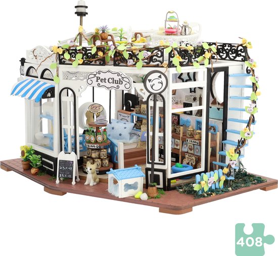 Miniatuur Bouwpakket L Dierenwinkel voor Volwassenen & Kinderen - DIY Huisjes - Hobby - Knutselen - Crafts&Co