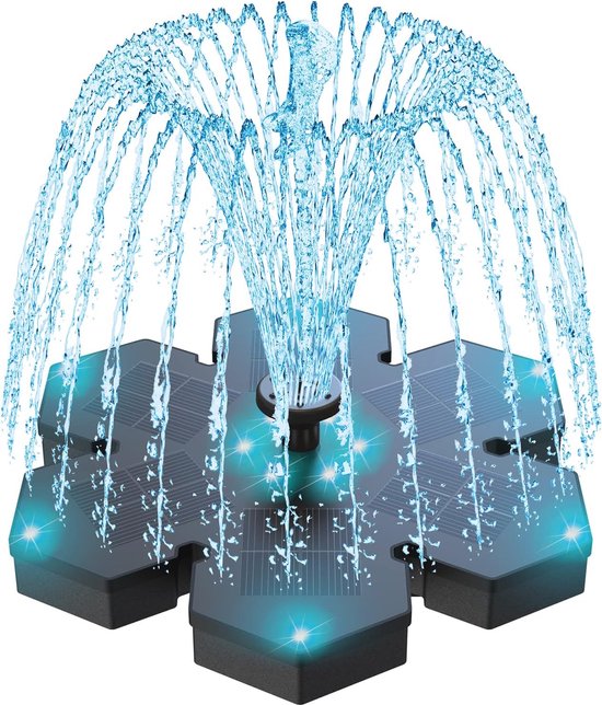 Zonne-energie Waterpomp voor Vijver met 8 Sproeiers en 12 LEDs – 3,5 W Buiten Tuinaccessoire