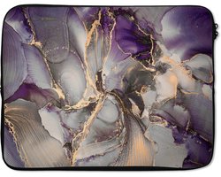 Laptophoes - Paars - Luxe - Goud - Marmer print look - Laptop case - Design - Laptop sleeve - Abstract - 17 Inch - Back to school spullen - Schoolspullen jongens en meisjes middelbare school - Macbook air hoes - Chromebook sleeve