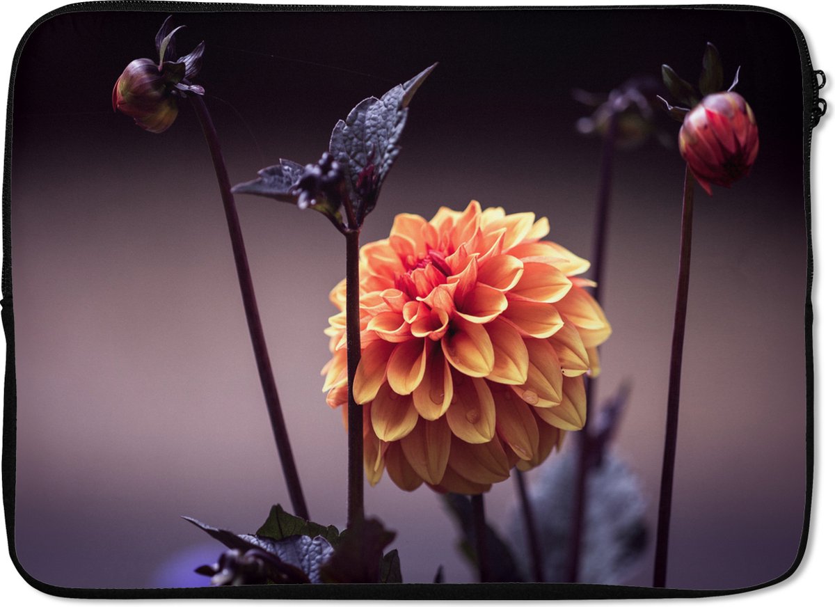 Laptophoes 13 inch - Bloemen - Chrysant - Macro - Planten - Laptop sleeve - Binnenmaat 32x22,5 cm - Zwarte achterkant