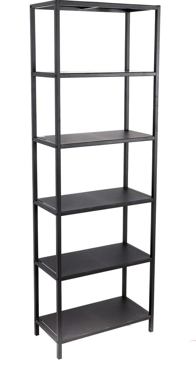 Urban Living MADISON - Moderne open boekenkast met 6 legplanken in zwart metaal - 60 x 30 x H180 cm