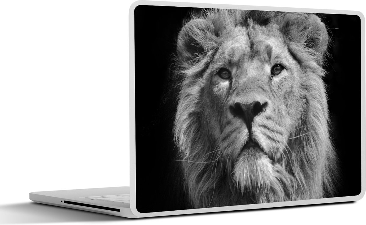 Laptop sticker - 12.3 inch - Leeuw - Portret - Zwart - Wit - 30x22cm - Laptopstickers - Laptop skin - Cover