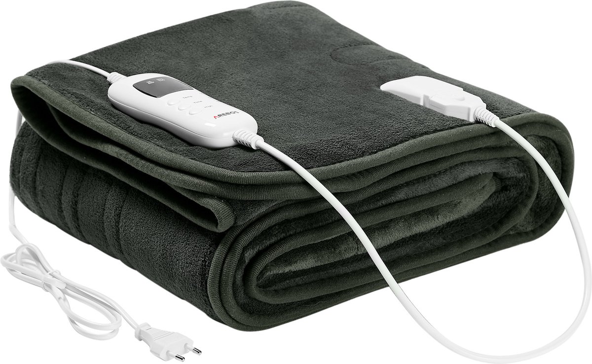AREBOS elektrische deken Elektrische verwarmde onderdeken knuffeldoek 160 Ă— 120 cm Antraciet