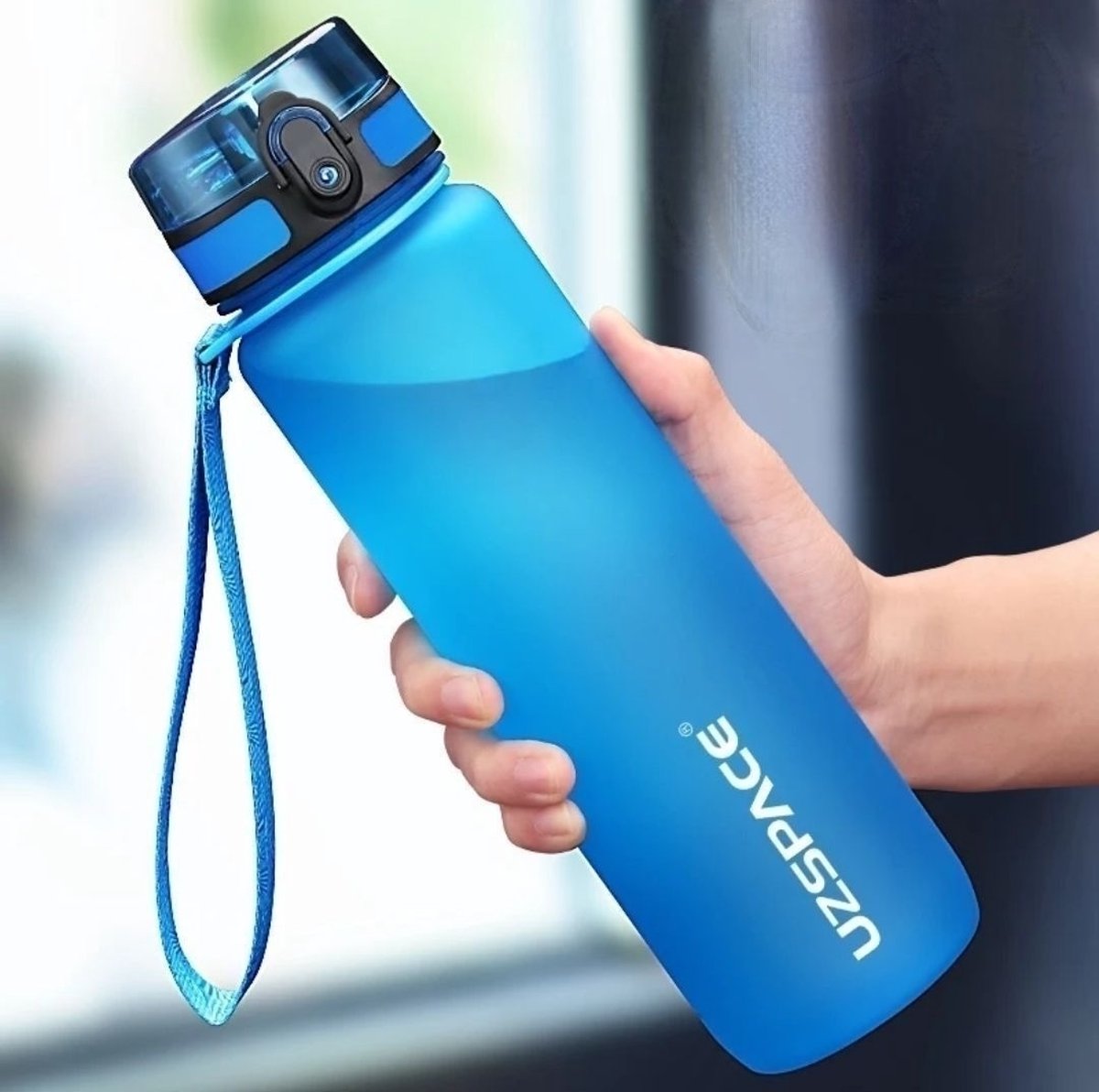UZSPACE Waterfles - Drinkfles 500 ml – BPA-Vrije Tritan Waterfles – 100% Lekvrij – Herbruikbare Sportfles met 1-Klik Deksel – Voor School, Sport & Kantoor – Blauw