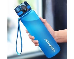 UZSPACE Waterfles - Drinkfles 500 ml – BPA-Vrije Tritan Waterfles – 100% Lekvrij – Herbruikbare Sportfles met 1-Klik Deksel – Voor School, Sport & Kantoor – Blauw