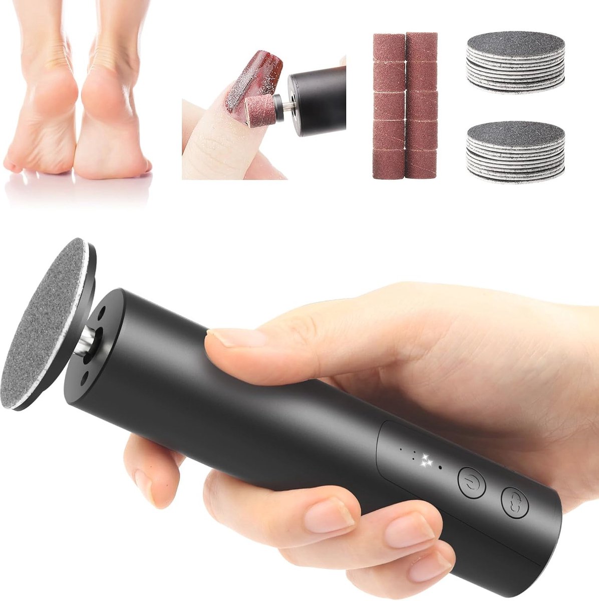 Goedkoopste Elektrische Eeltverwijderaar 2 in 1 voor Voeten - Professionele Pedicure Tool met Oplaadbare Voetschuurmachine