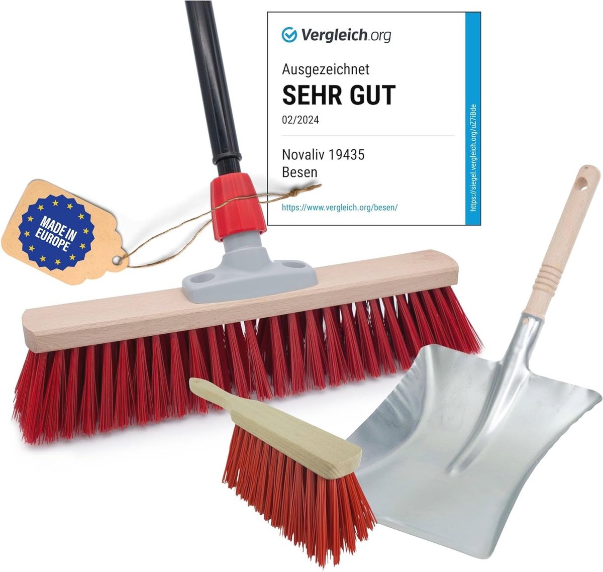 Goedkoopste Telescoop Straatbezemset met Handveger en Veegplaat - 40 cm - Ideaal voor Tuin en Terras