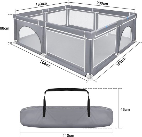 Baby Box afsluiting loopstal grote grijze afsluiting met stabiele