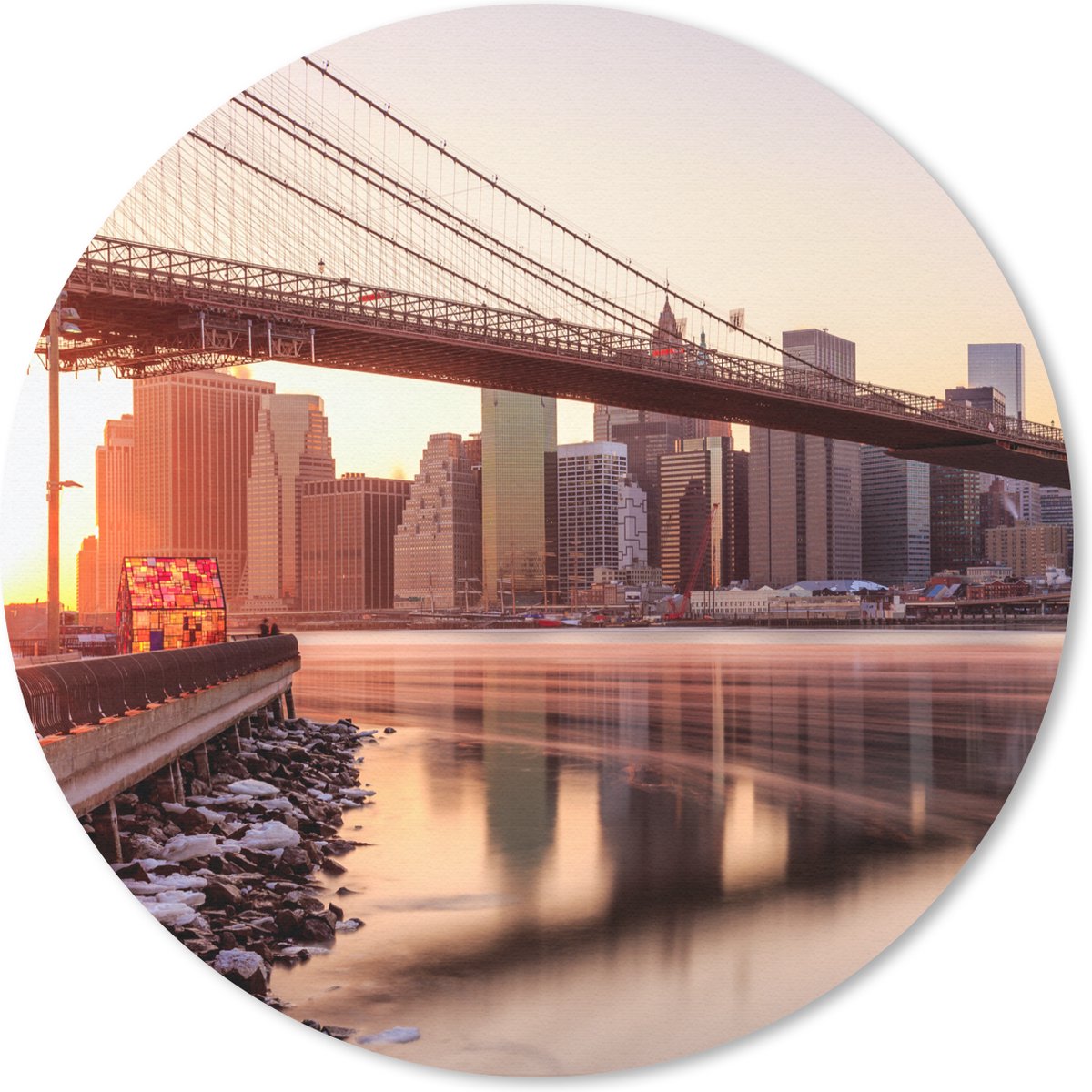Muismat rond 50x50 cm - Mousepad New York - Brooklyn - Bridge - Ronde muismatten