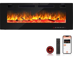 Elektrische haard - Inbouwhaard - 127cm - Vermogen: 750W/1500W - 2 Warmtestanden - 12 kleuren -…