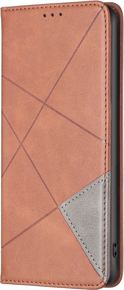 Mobigear Telefoonhoesje geschikt voor Motorola Moto G85 Hoesje | Mobigear Rhombus Slim Bookcase | Pasjeshouder voor 2 Pasjes | Telefoonhoesje voor Pinpas / OV Kaart / Rijbewijs - Bruin
