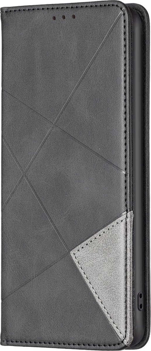 Mobigear Telefoonhoesje geschikt voor HONOR 200 Lite Hoesje | Mobigear Rhombus Slim Bookcase | Pasjeshouder voor 2 Pasjes | Telefoonhoesje voor Pinpas / OV Kaart / Rijbewijs - Zwart
