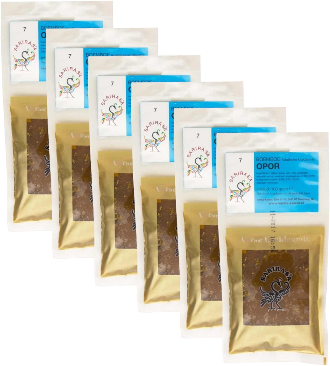 Sarirasa® | 6 x 100 gram Opor Boemboe | Aziatische kruidenmix | nr 7 | Glutenvrij