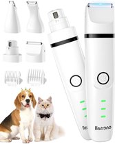 Stille tondeuse op batterijen voor honden en katten - trimmer voor hondenpoten - klauwslijper - 4 snijkoppen - lichaam poten ogen oren gezicht