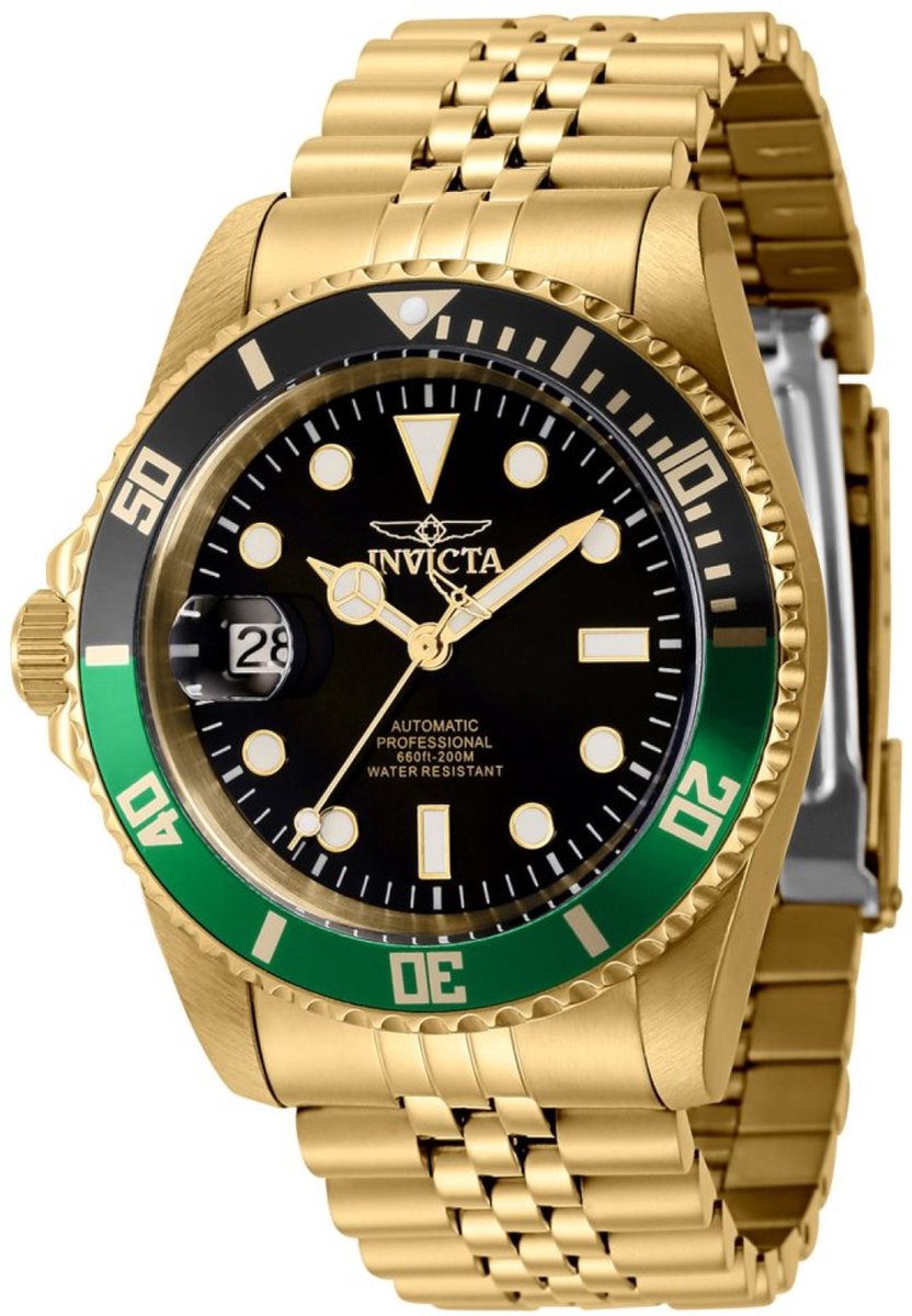 Invicta Pro Diver 43985 Heren Horloge - Waterdicht - Analoog - Automatisch Uurwerk - Roestvrij Staal met zwarte Wijzerplaat -