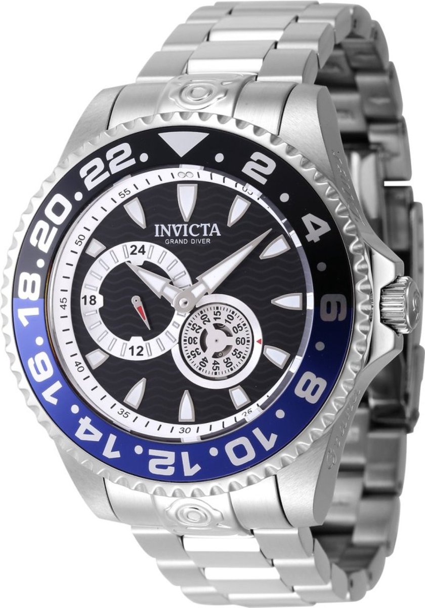 Invicta Grand Diver 47300 Heren Horloge - Waterdicht - Analoog - Automatisch Uurwerk - Roestvrij Staal met zwarte Wijzerplaat - 47mm