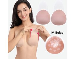 Zelfklevende Push-Up Plak BH I Onzichtbare Beha I Borsten Liften I Tepelbedekker I Tepel Cover I Herbruikbaar I 1 Paar I M Cupmaat B & C I Beige