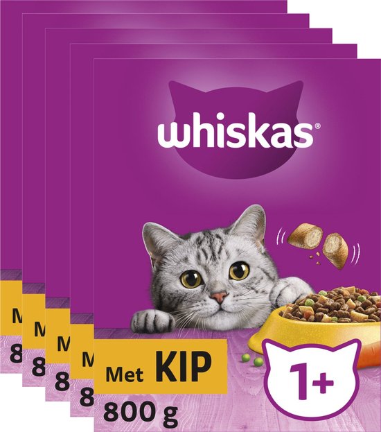 Whiskas Kattenbrokken - Adult 1+ - Adult - Kip - doos 5x800g